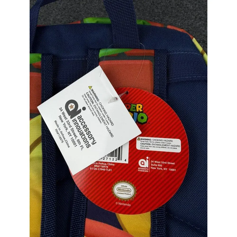 Brand New Nintendo Super Mario 3D Molded Face Kids Backpack / Mushroom Keychain